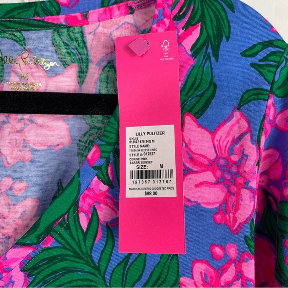 Lilly Pulitzer Tessa 3/4 Sleeve V-Neck Dress Size Medium - Picture 4 of 6